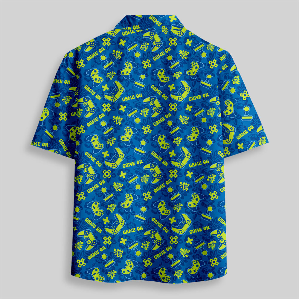 Game on Yellow Gamepad Button Up Pocket Shirt