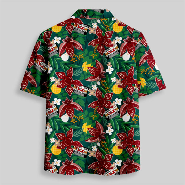 Stranger Things Jungle Piranha Button Up Pocket Shirt