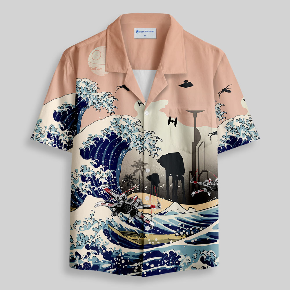 ATAT Galactic Empire City Silhouette Button Up Pocket Shirt