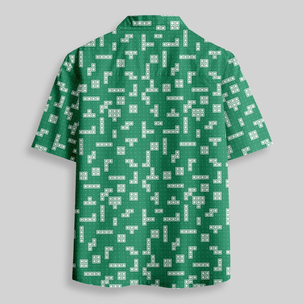 Retro Russian Games Green Button Up Pocket Shirt