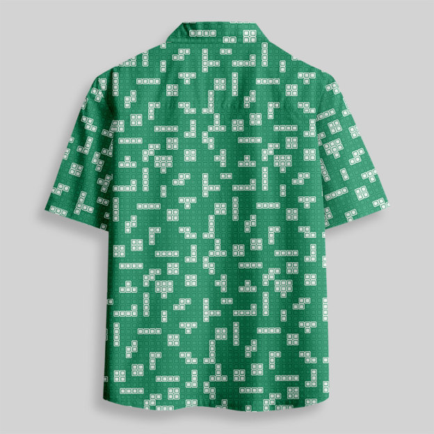 Retro Russian Games Green Button Up Pocket Shirt