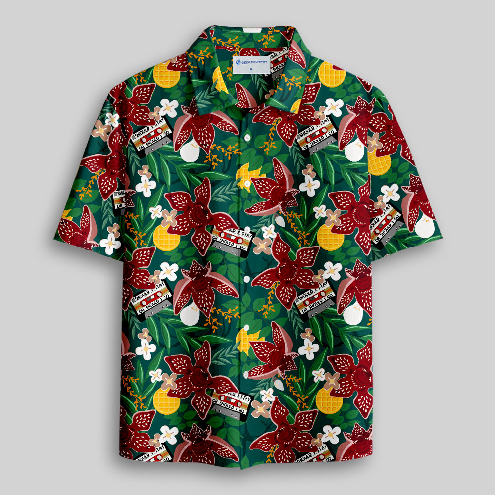 Stranger Things Jungle Piranha Button Up Pocket Shirt