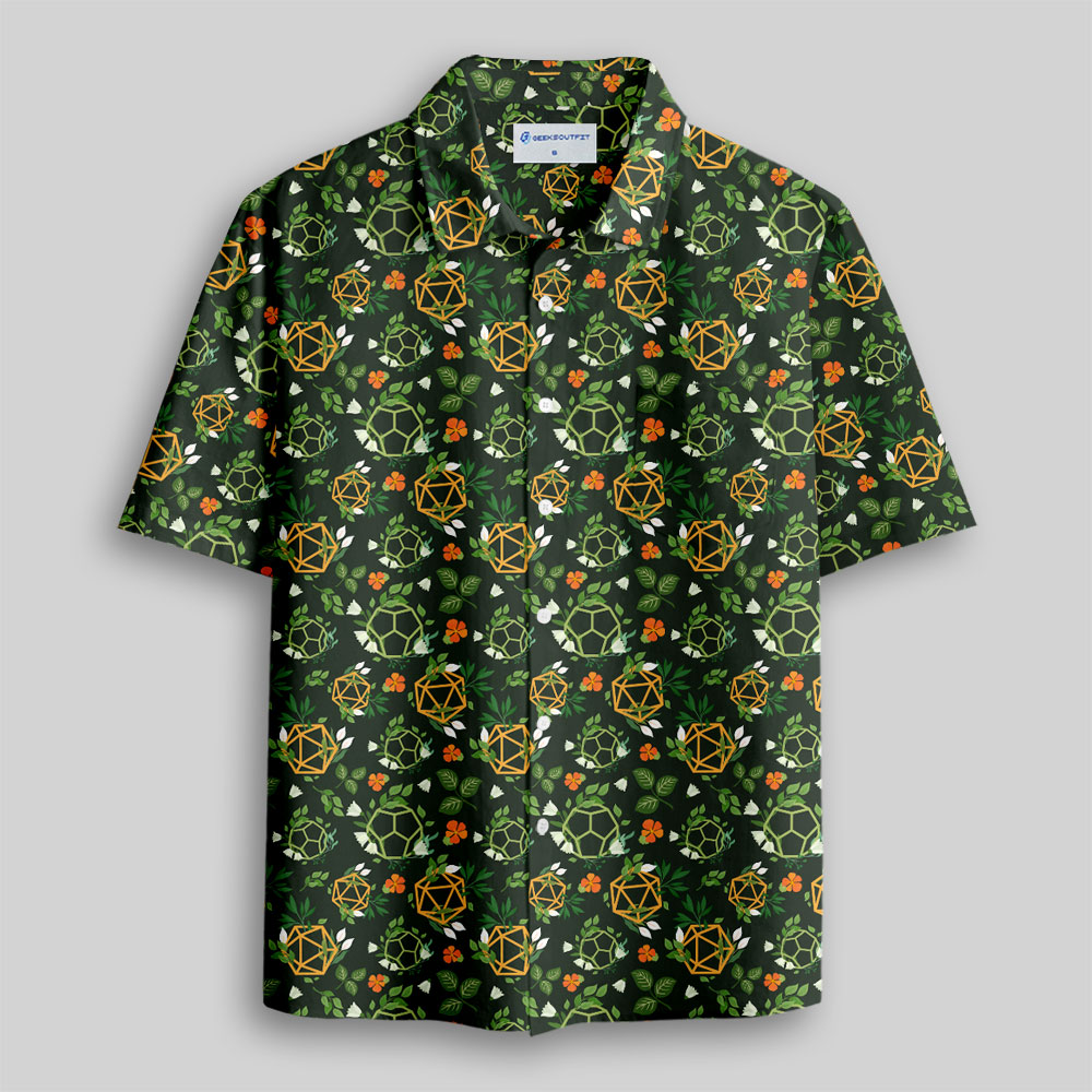 Plant DND Dice Green Button Up Pocket Shirt