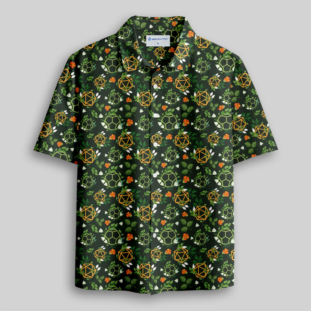Plant DND Dice Green Button Up Pocket Shirt