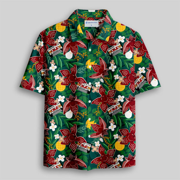 Stranger Things Jungle Piranha Button Up Pocket Shirt