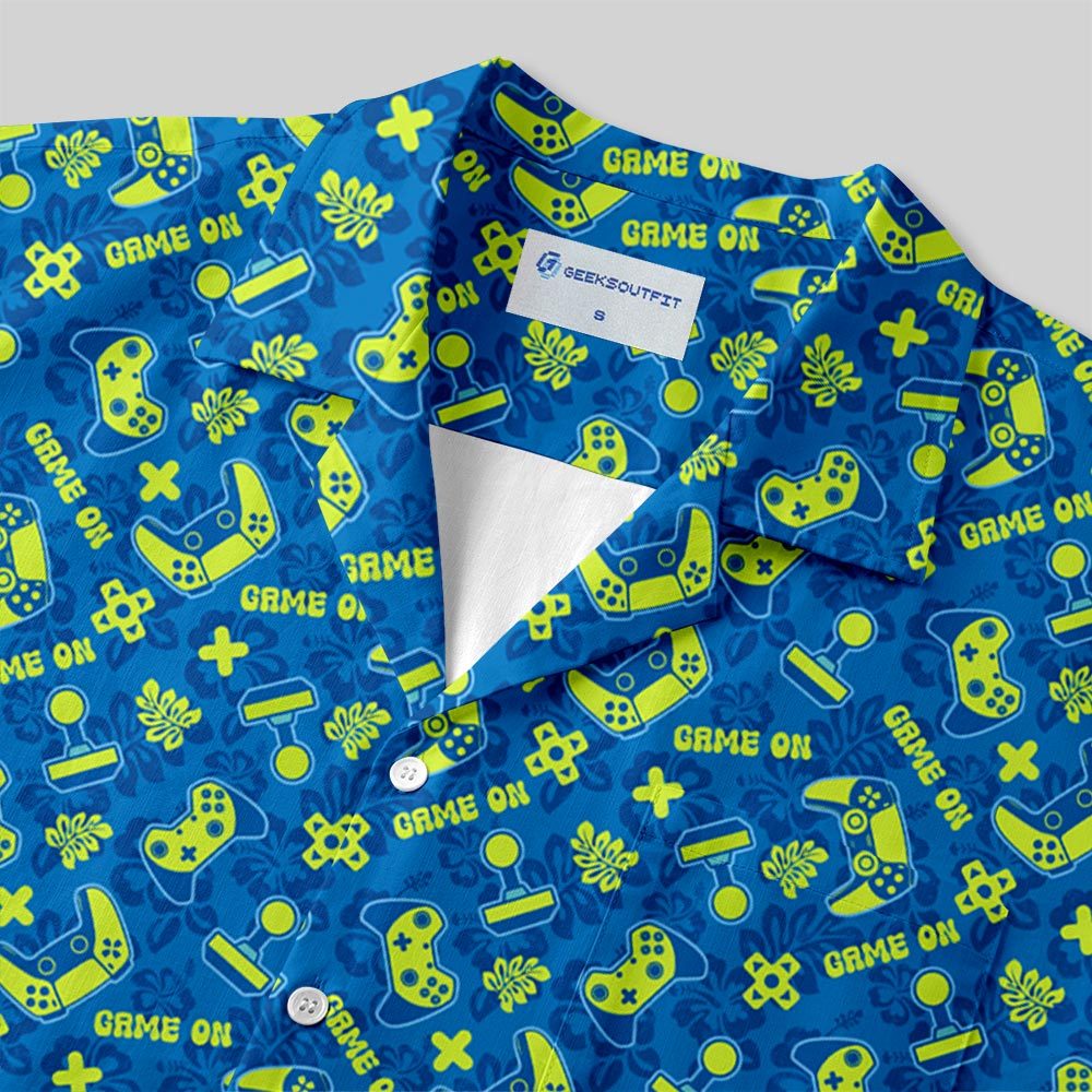 Game on Yellow Gamepad Button Up Pocket Shirt