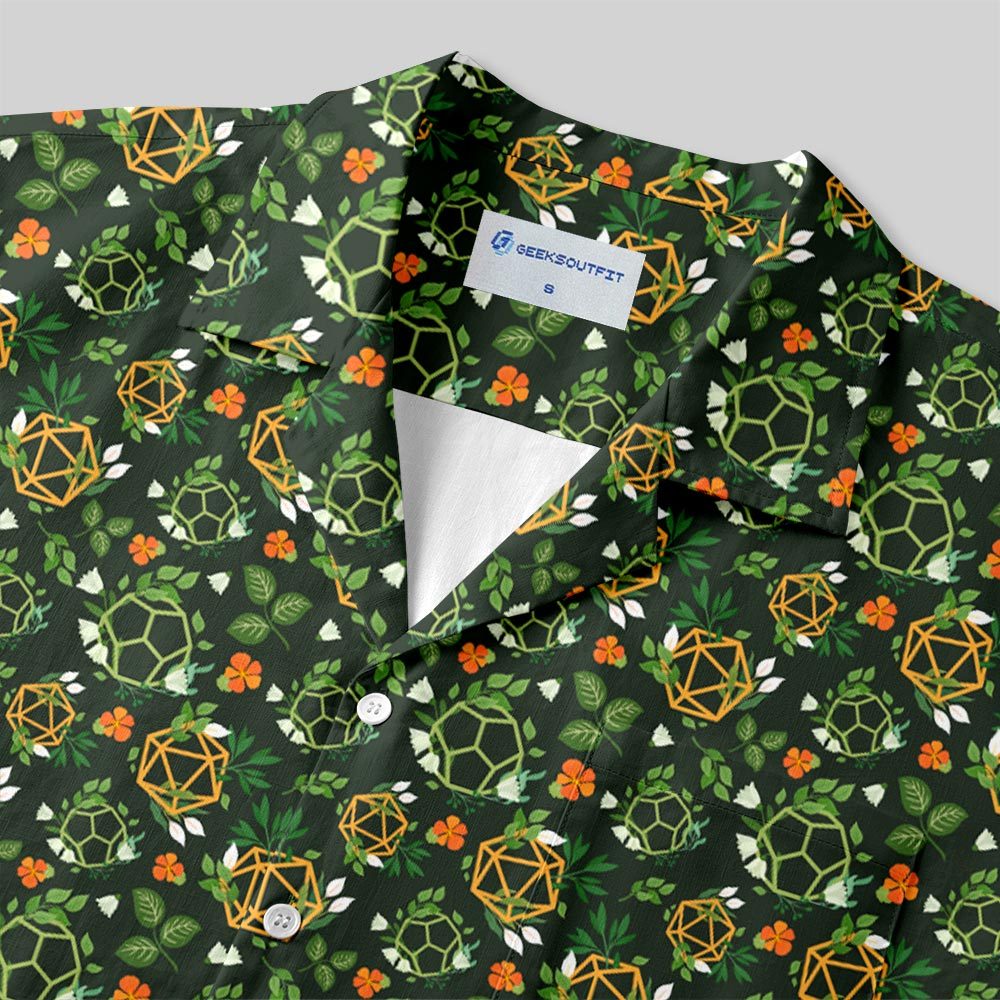 Plant DND Dice Green Button Up Pocket Shirt