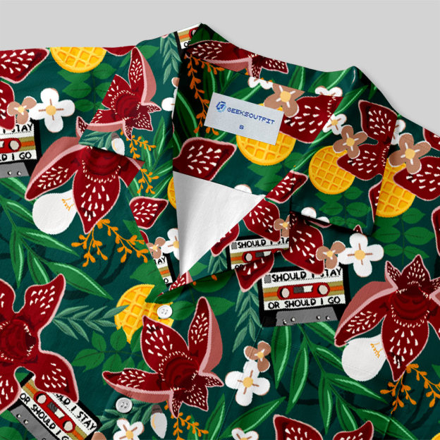 Stranger Things Jungle Piranha Button Up Pocket Shirt
