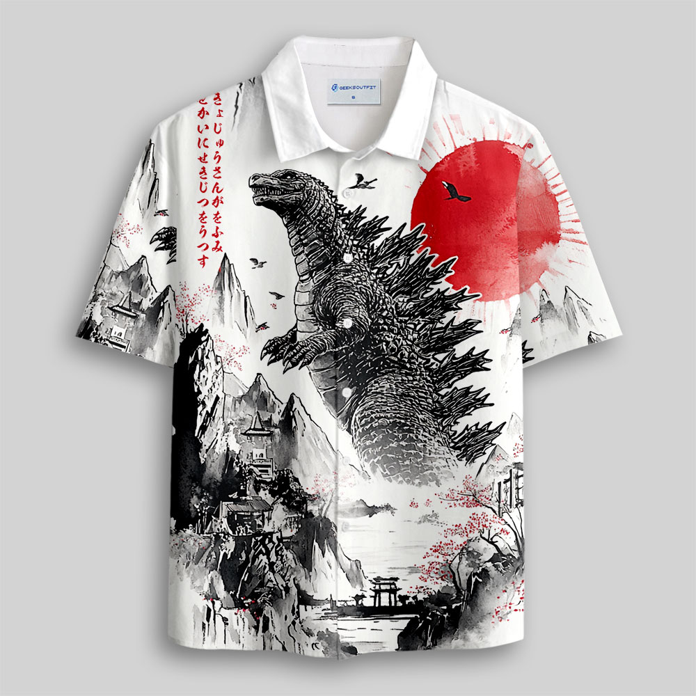 Ink Godzilla Button Up Pocket Shirt