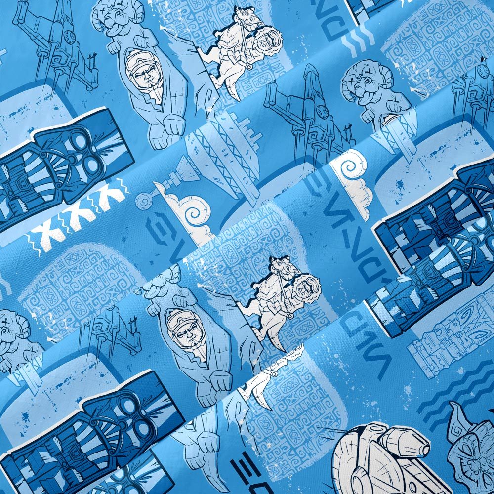 Hawaiian Traditional Tiki Blue Button Up Pocket Shirt