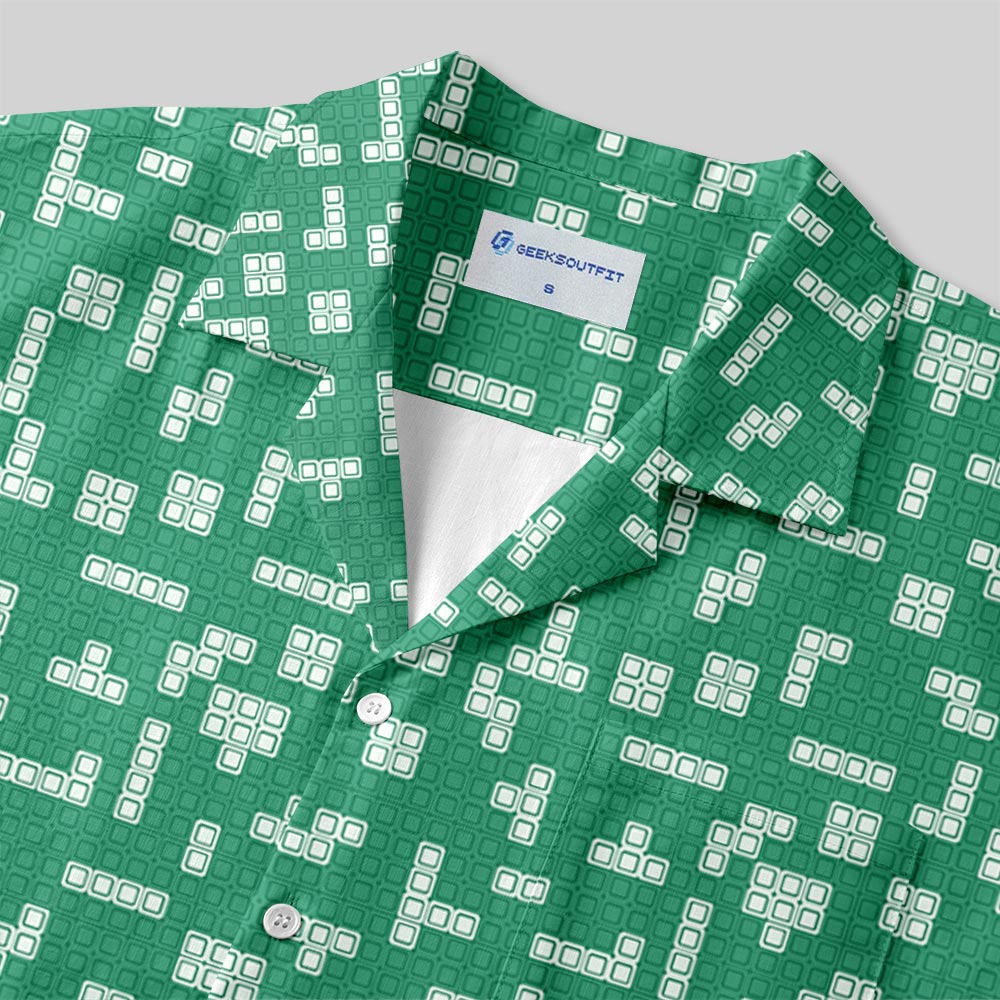 Retro Russian Games Green Button Up Pocket Shirt
