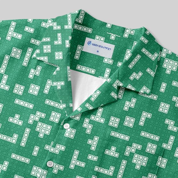 Retro Russian Games Green Button Up Pocket Shirt