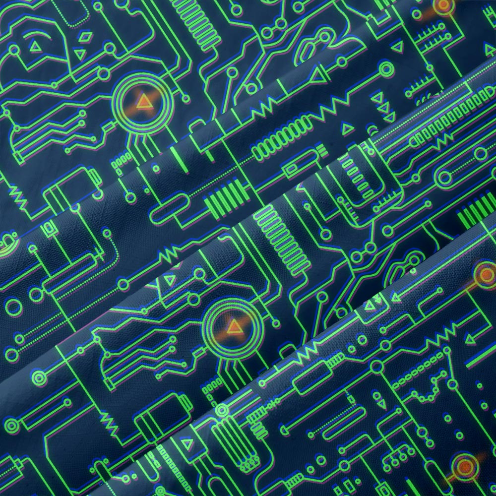 Faulty Circuit Board Green Button Up Pocket Shirt