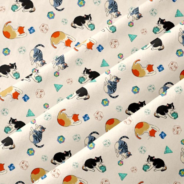 Feline Fun with DnD Dice White Button Up Pocket Shirt
