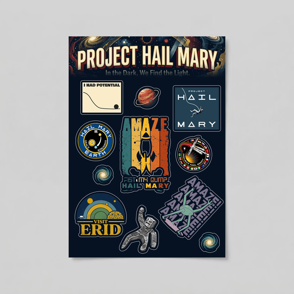 Vintage Project Hail Mary Misson Patch Geek Sticker Set