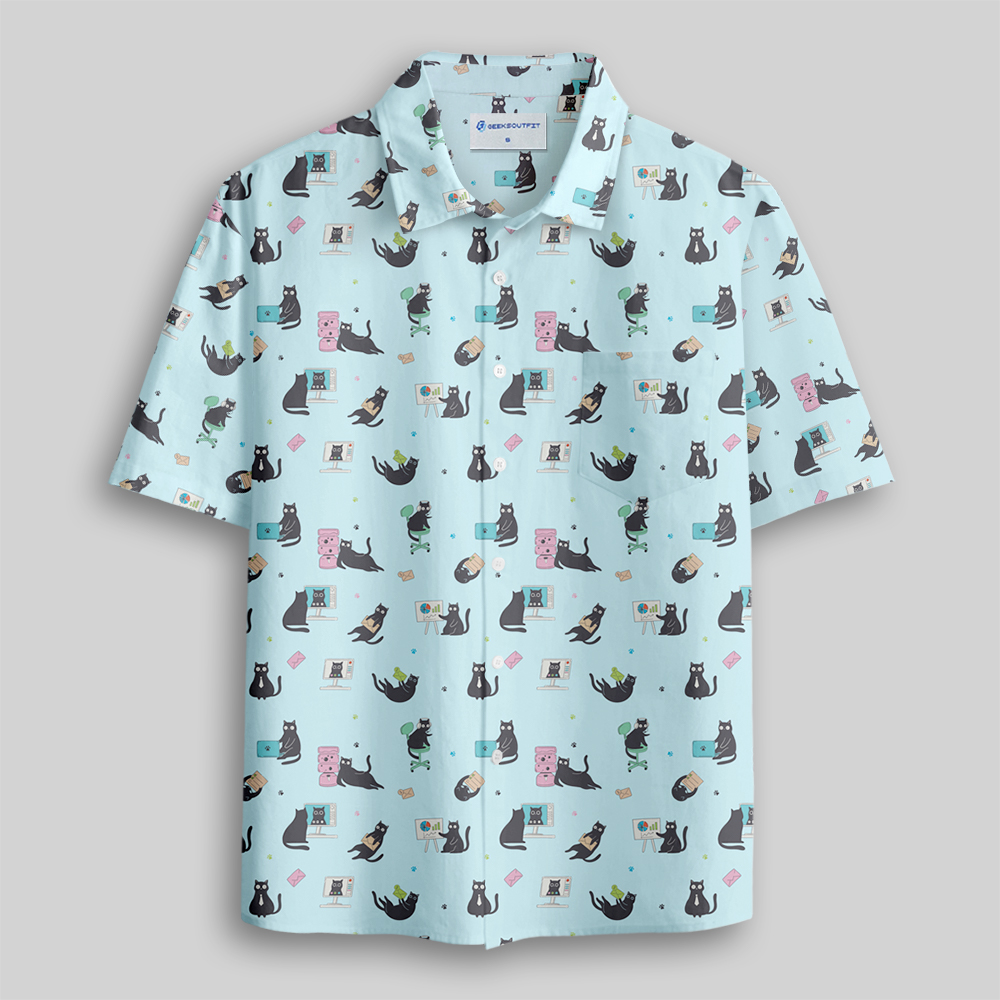 Working Cat Button Up Pocket Shirt