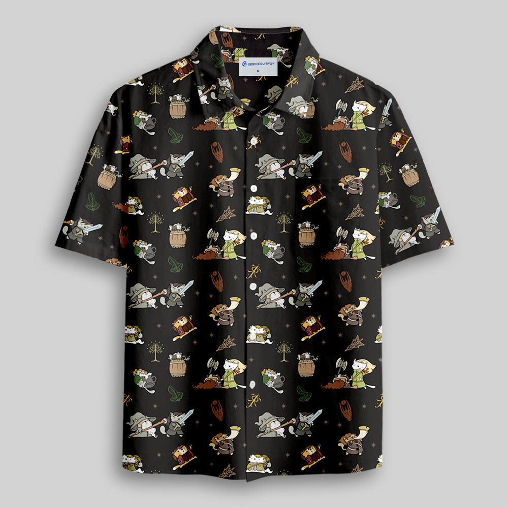 Cat Ring Lord Button Up Pocket Shirt