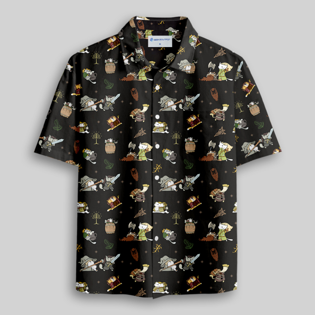 Cat Ring Lord Button Up Pocket Shirt