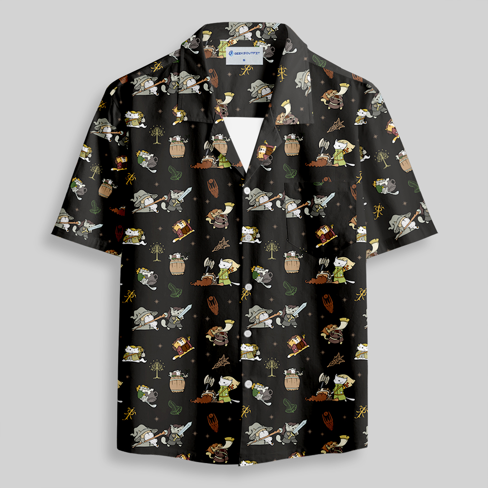 Cat Ring Lord Button Up Pocket Shirt