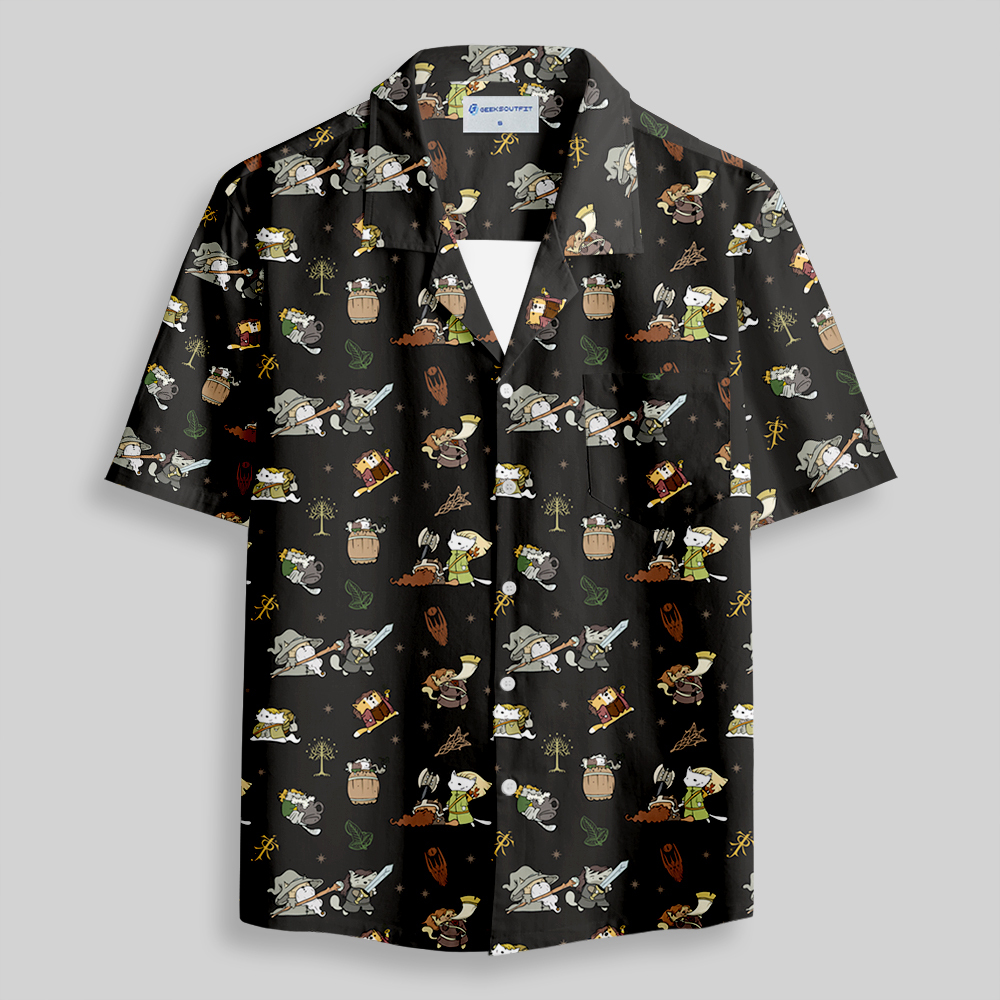 Cat Ring Lord Button Up Pocket Shirt