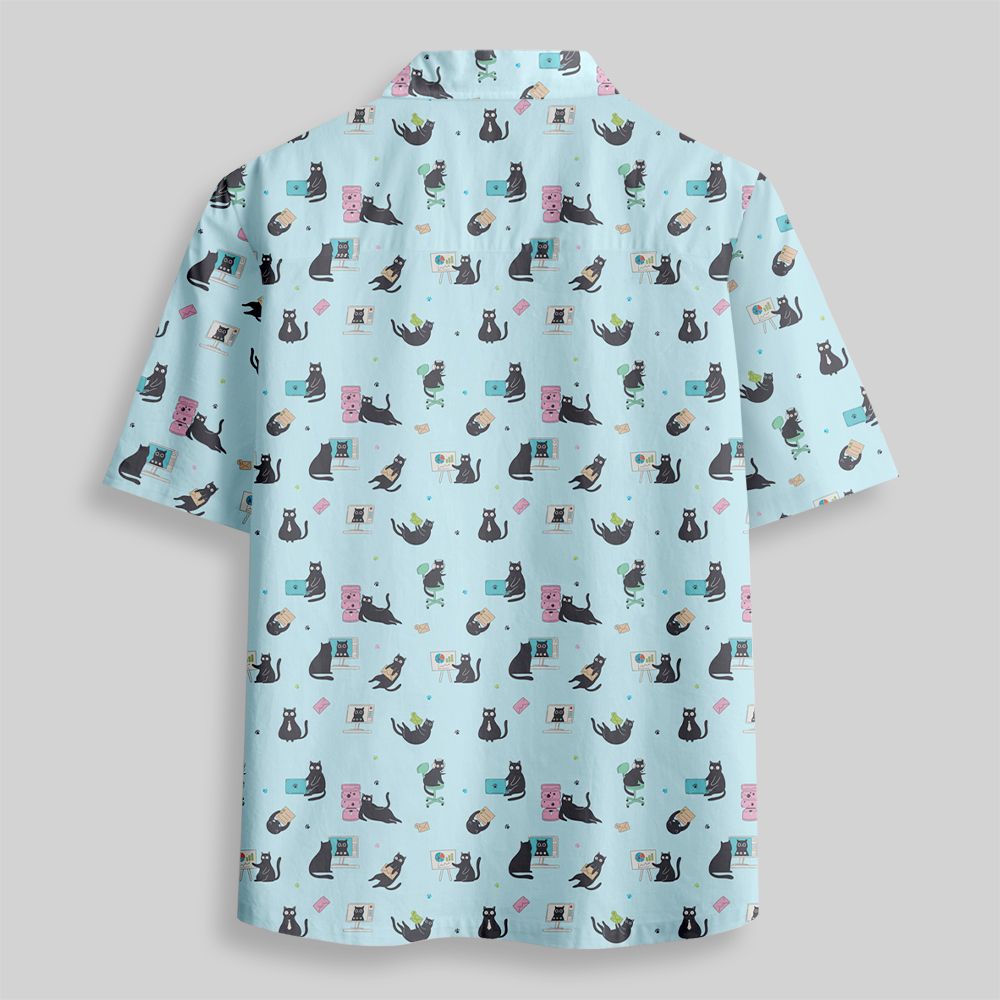 Working Cat Button Up Pocket Shirt