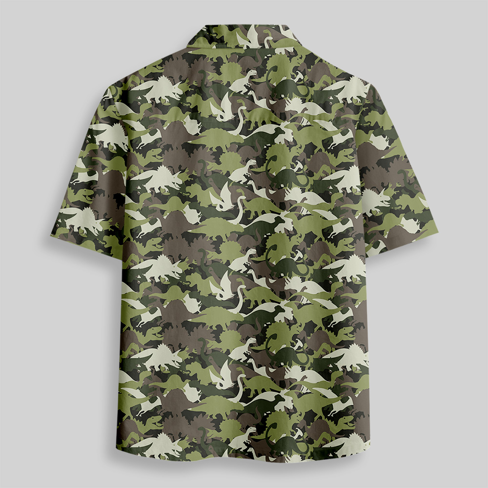 Camouflage Dinosaur Button Up Pocket Shirt
