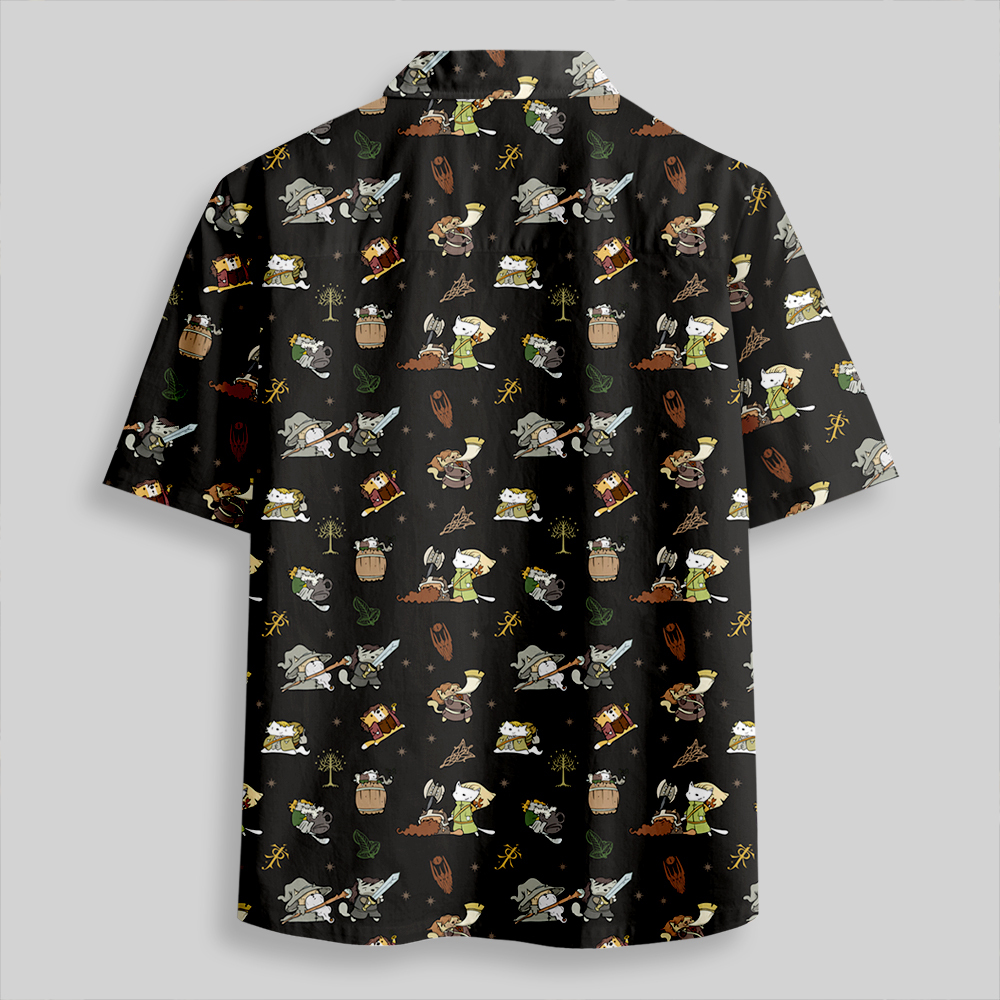 Cat Ring Lord Button Up Pocket Shirt