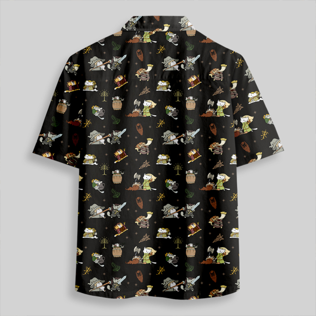 Cat Ring Lord Button Up Pocket Shirt