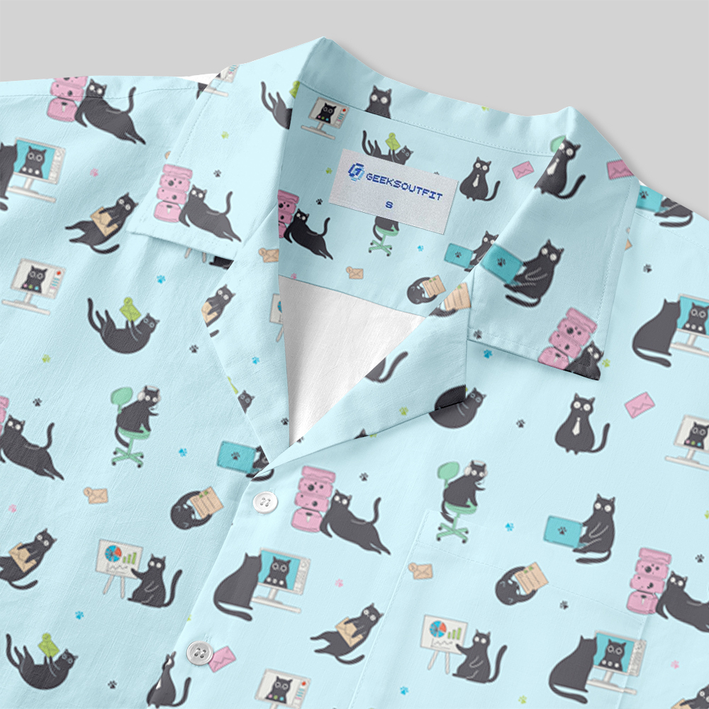 Working Cat Button Up Pocket Shirt