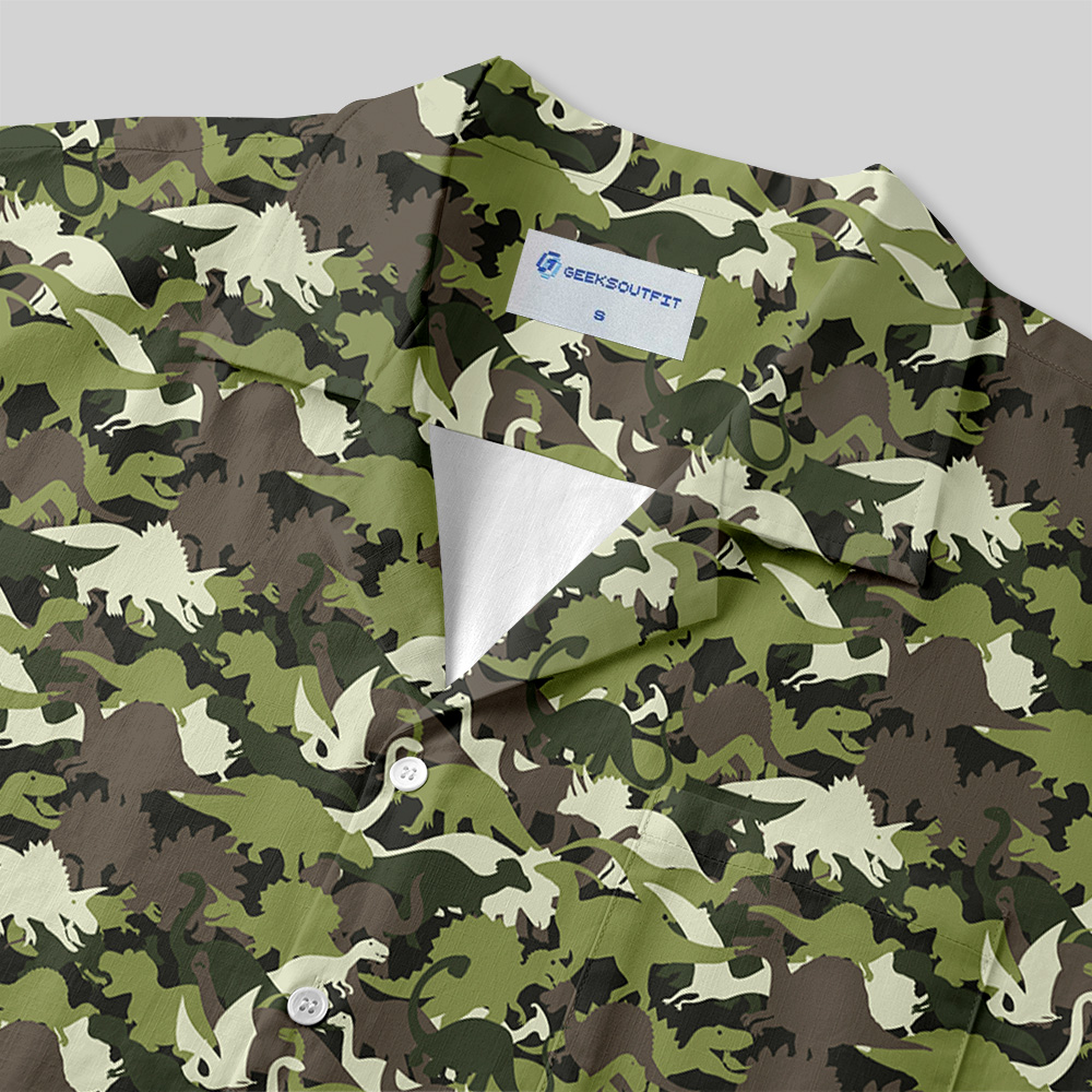 Camouflage Dinosaur Button Up Pocket Shirt