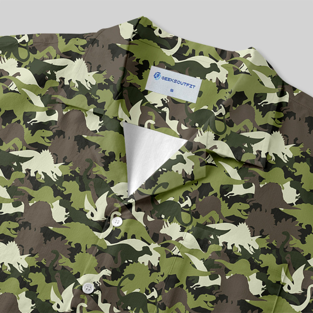 Camouflage Dinosaur Button Up Pocket Shirt