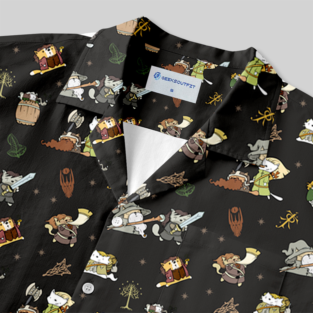 Cat Ring Lord Button Up Pocket Shirt