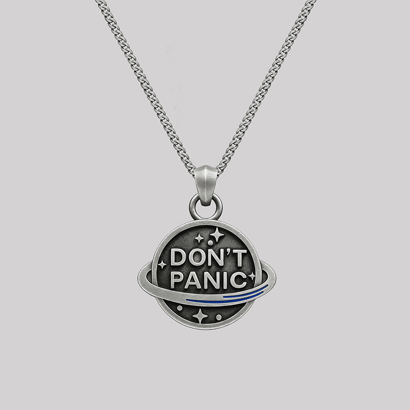 Don't Panic Geek Sculptural Necklace