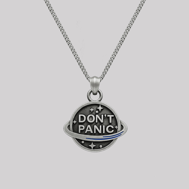 Don't Panic Geek Sculptural Necklace