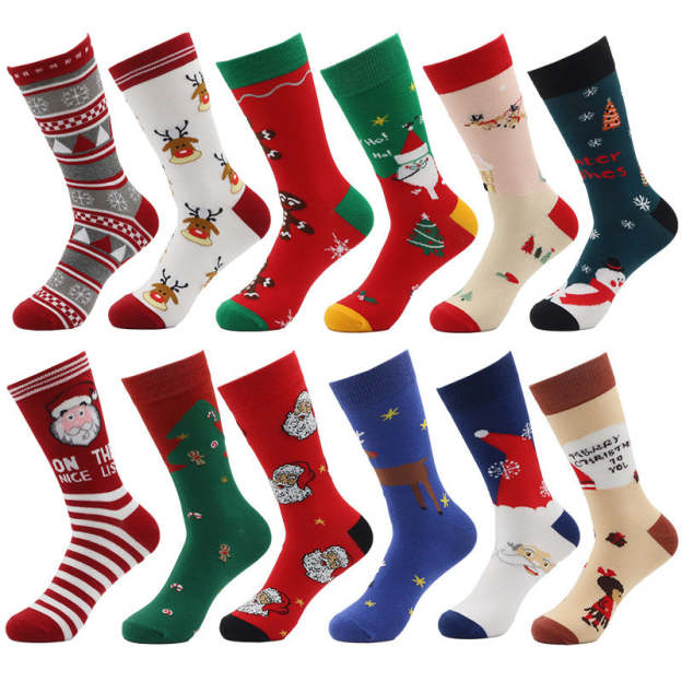 New Men's Printed Christmas Socks