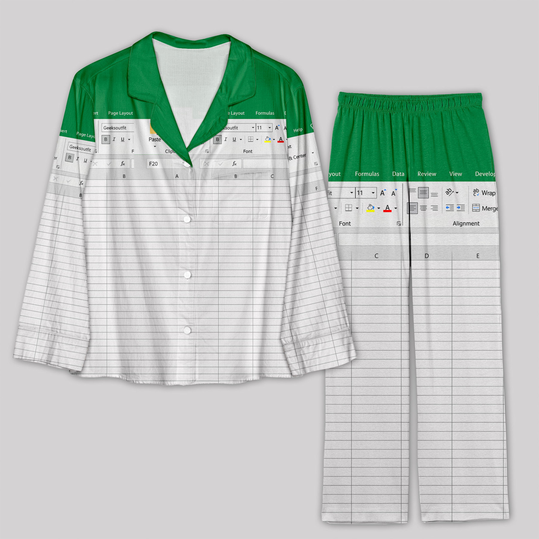 Geeksoutfit Excel Funny Work Pajama Sets for Sale