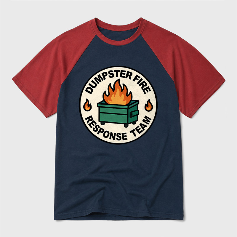 Dumpster Fire Response Team Geek Retro Raglan T-Shirt