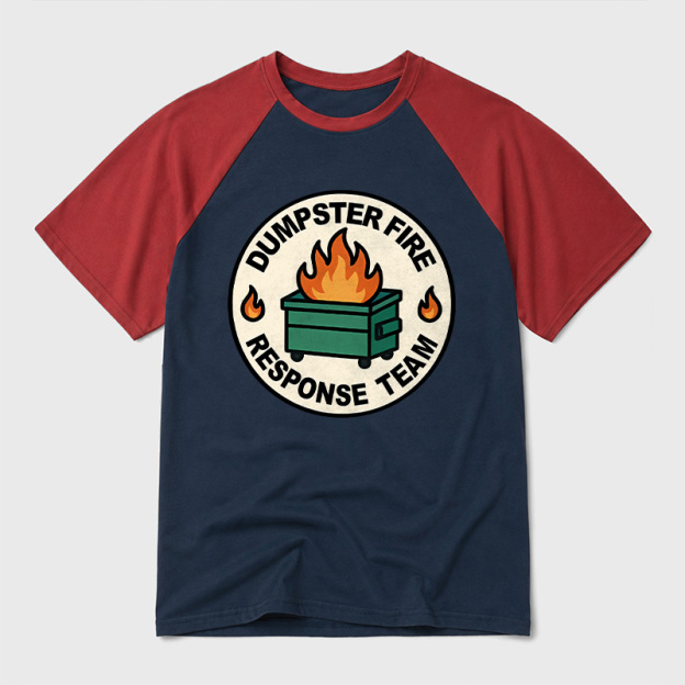 Dumpster Fire Response Team Geek Retro Raglan T-Shirt