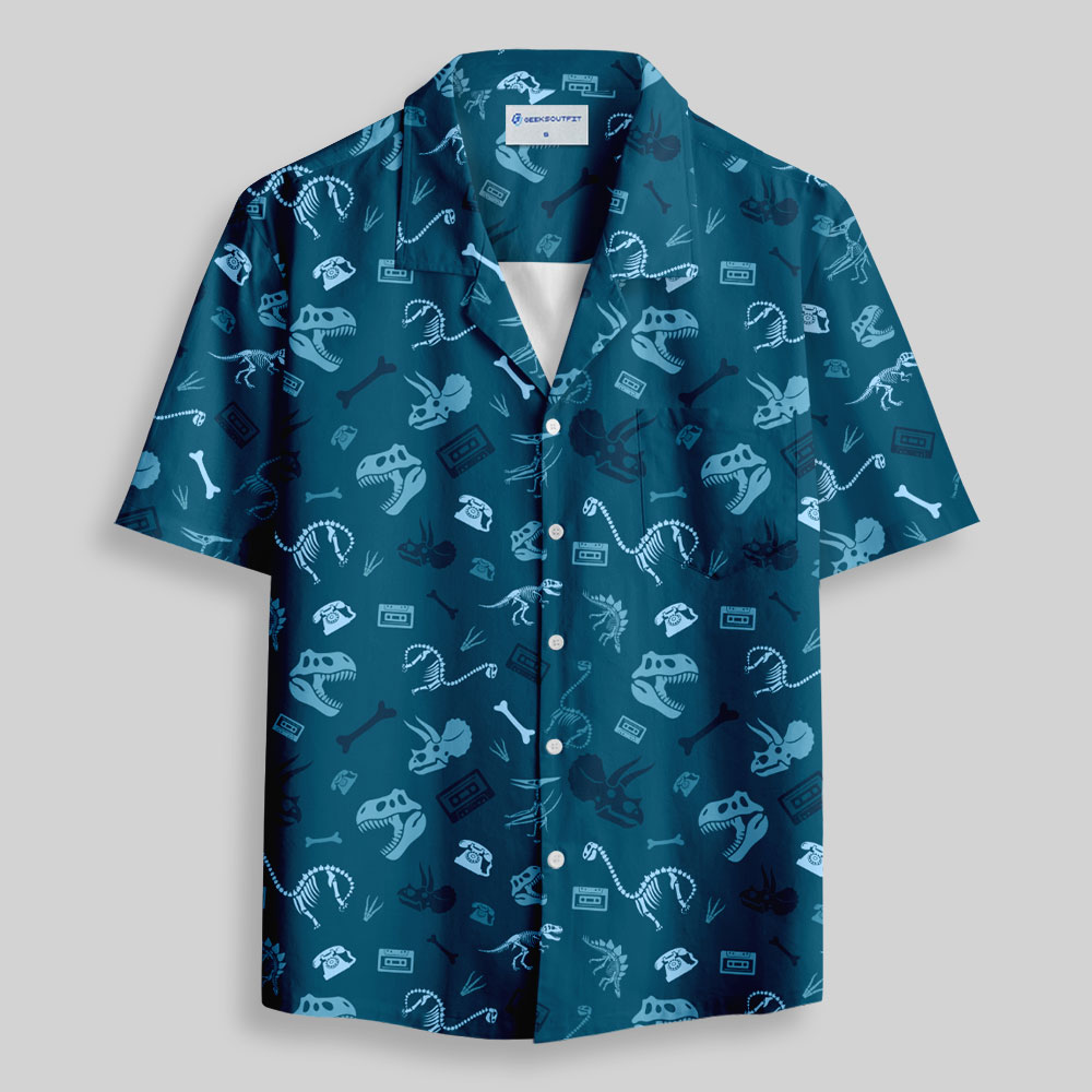 Dinosaur Fossil Button Up Pocket Shirt