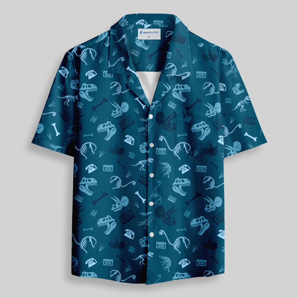 Dinosaur Fossil Button Up Pocket Shirt
