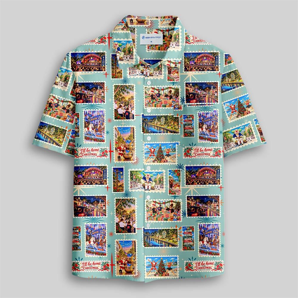 Sunny Christmas Memories Button Up Pocket Shirt