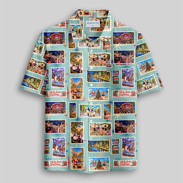 Sunny Christmas Memories Button Up Pocket Shirt