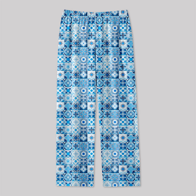 Portuguese Retro Tile Pattern Geek Loungewear Pants