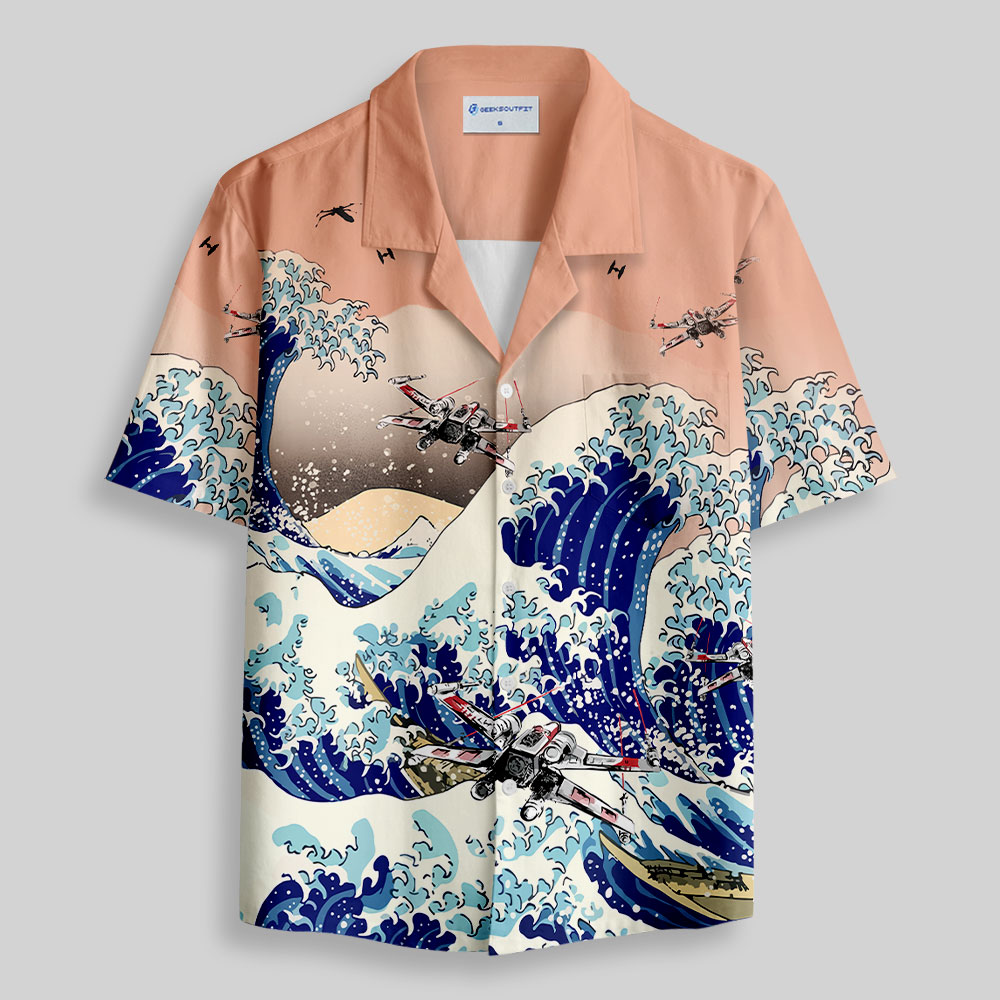 ATAT Ukiyoe The Great Wave off Kanagawa Button Up Pocket Shirt