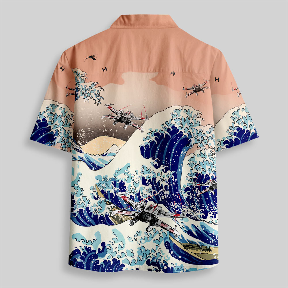 ATAT Ukiyoe The Great Wave off Kanagawa Button Up Pocket Shirt