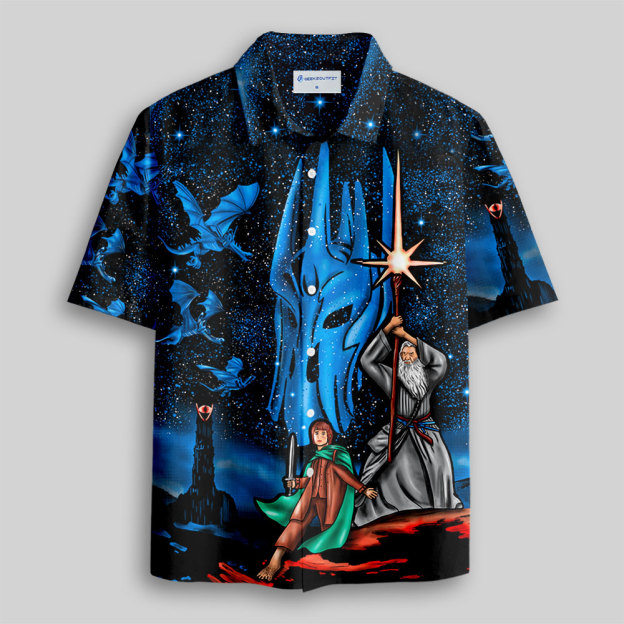 Middle Earth Hiking Club Poster Button Up Pocket Shirt