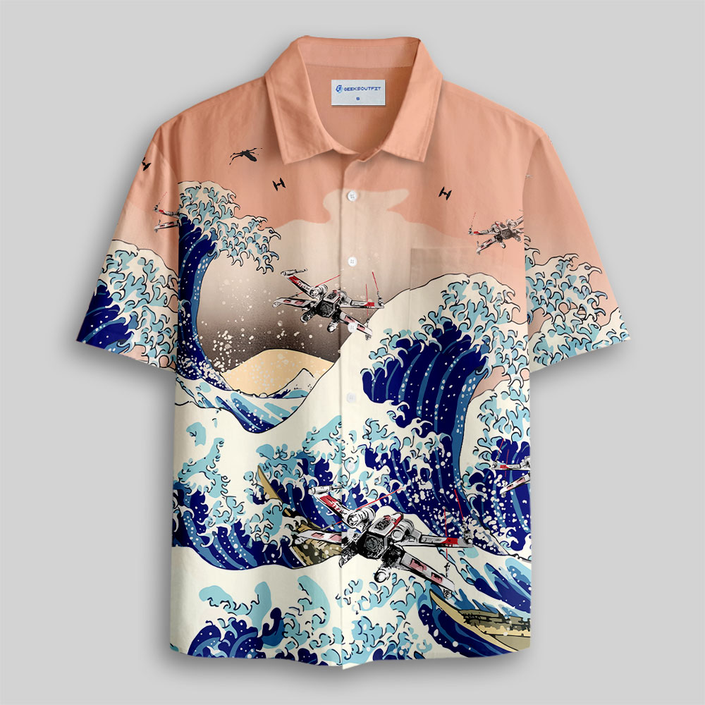ATAT Ukiyoe The Great Wave off Kanagawa Button Up Pocket Shirt