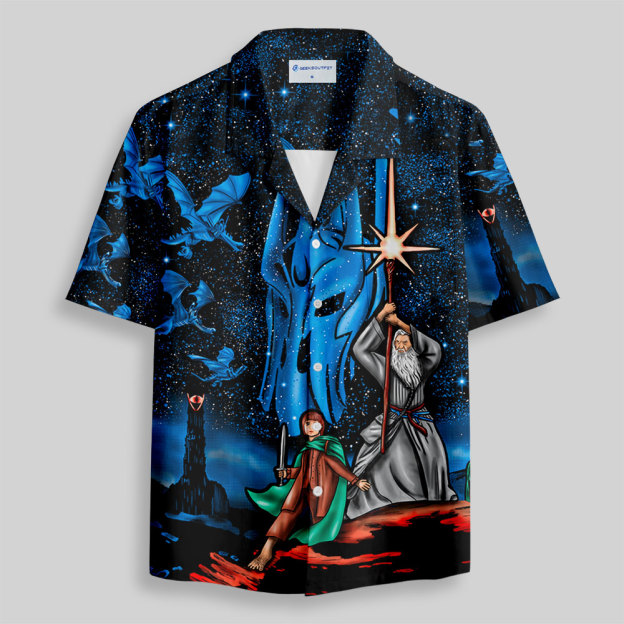 Middle Earth Hiking Club Poster Button Up Pocket Shirt
