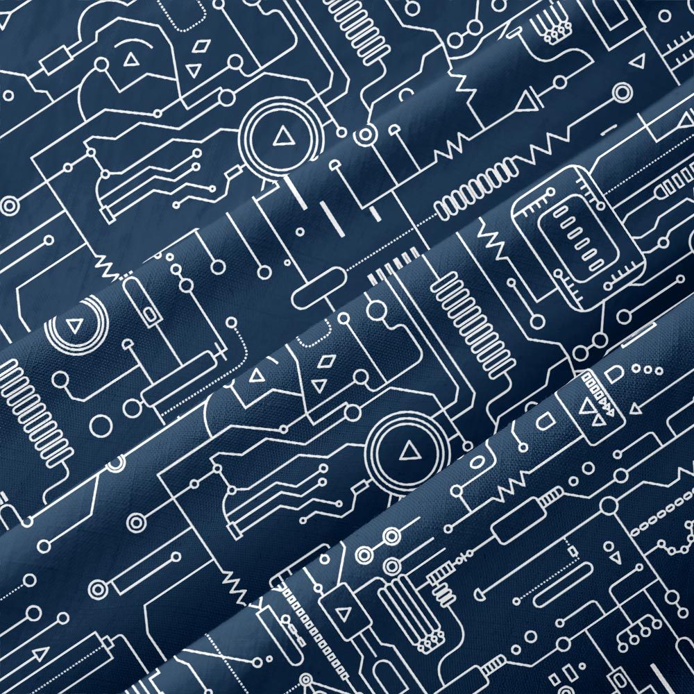 Faulty Circuit Board Blue Button Up Pocket Shirt