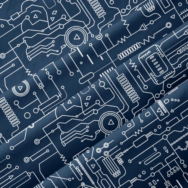 Faulty Circuit Board Blue Button Up Pocket Shirt